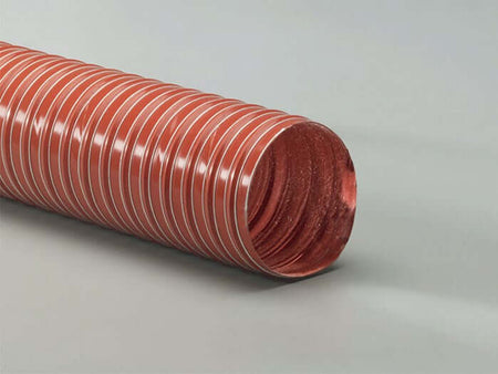 Heat-Flex GS Hose showing double-ply red silicone coated fiberglass, reinforced for high-temperature air handling.