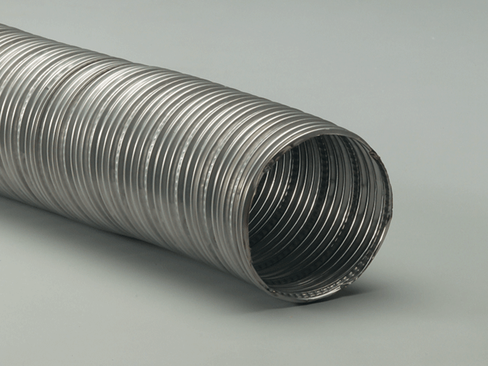 Metal hose designed for high temperatures and pressure in industrial applications, ideal for exhaust and heavy-duty airflow.