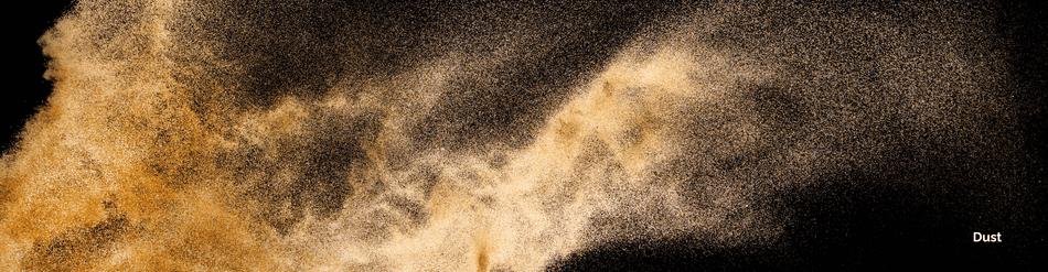 Macro view of dust particles against a dark background, showcasing fine dust texture for industrial applications.