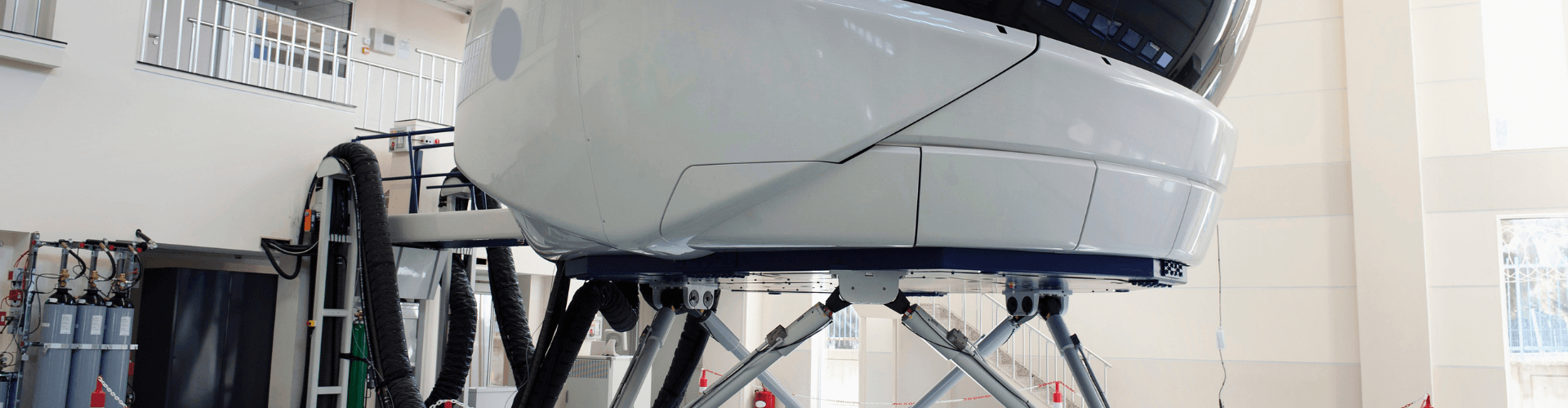 High-tech flight simulator cockpit, showcasing advanced design for pilot training and immersive experiences.