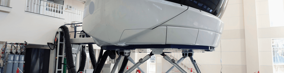 High-tech flight simulator cockpit, showcasing advanced design for pilot training and immersive experiences.