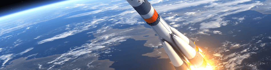 Rocket launching into space, demonstrating aerospace technology and robust support systems for extreme conditions.