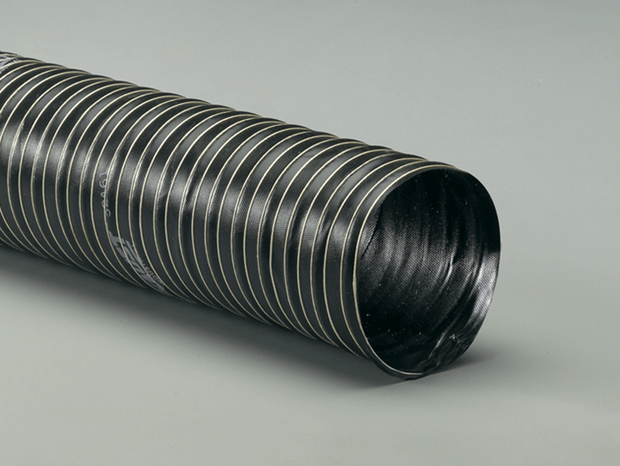 GN Hose Heat-Flex: double-ply black neoprene coated fiberglass hose with spring steel wire helix, flame retardant and non-kinking.