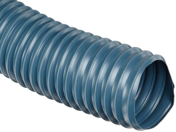 R-2 blue PVC hose featuring a flexible design and reinforced with spring steel wire helix for ventilation and fume removal.