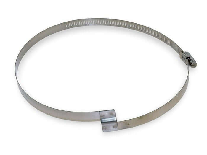 Stainless steel right-handed bridge clamp for securely connecting hoses and ensuring a strong seal.